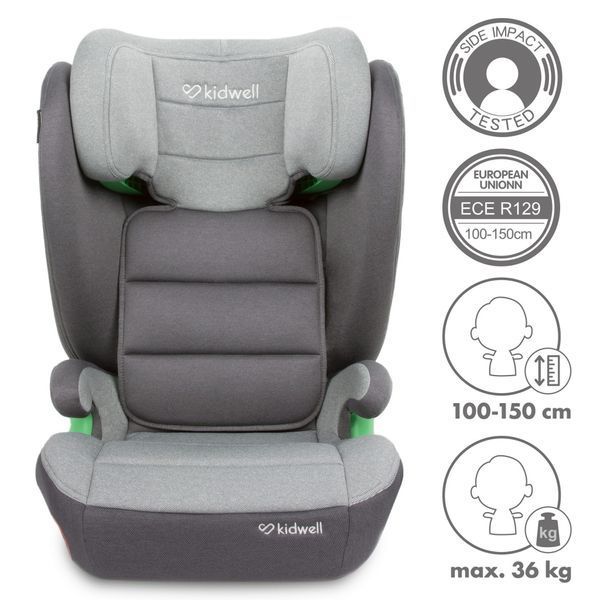 Дитяче автокрісло Kidwell Weston I-Size ISOFIX 100-150см (15-36кг) dark grey 6934 фото