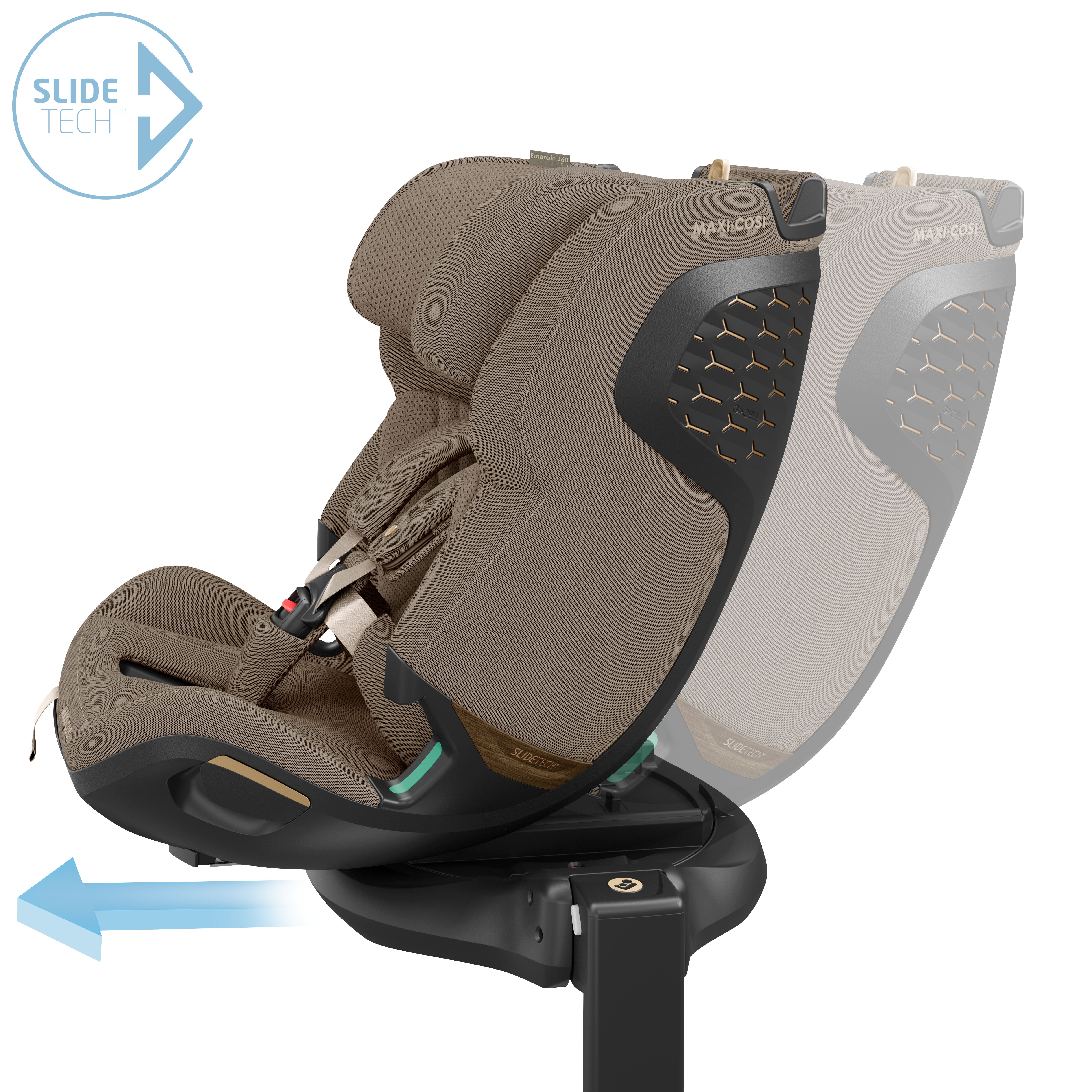 Технологія SLIDETECH у автокріслі Maxi-Cosi Emerald 360 Pro Authentic Truffle